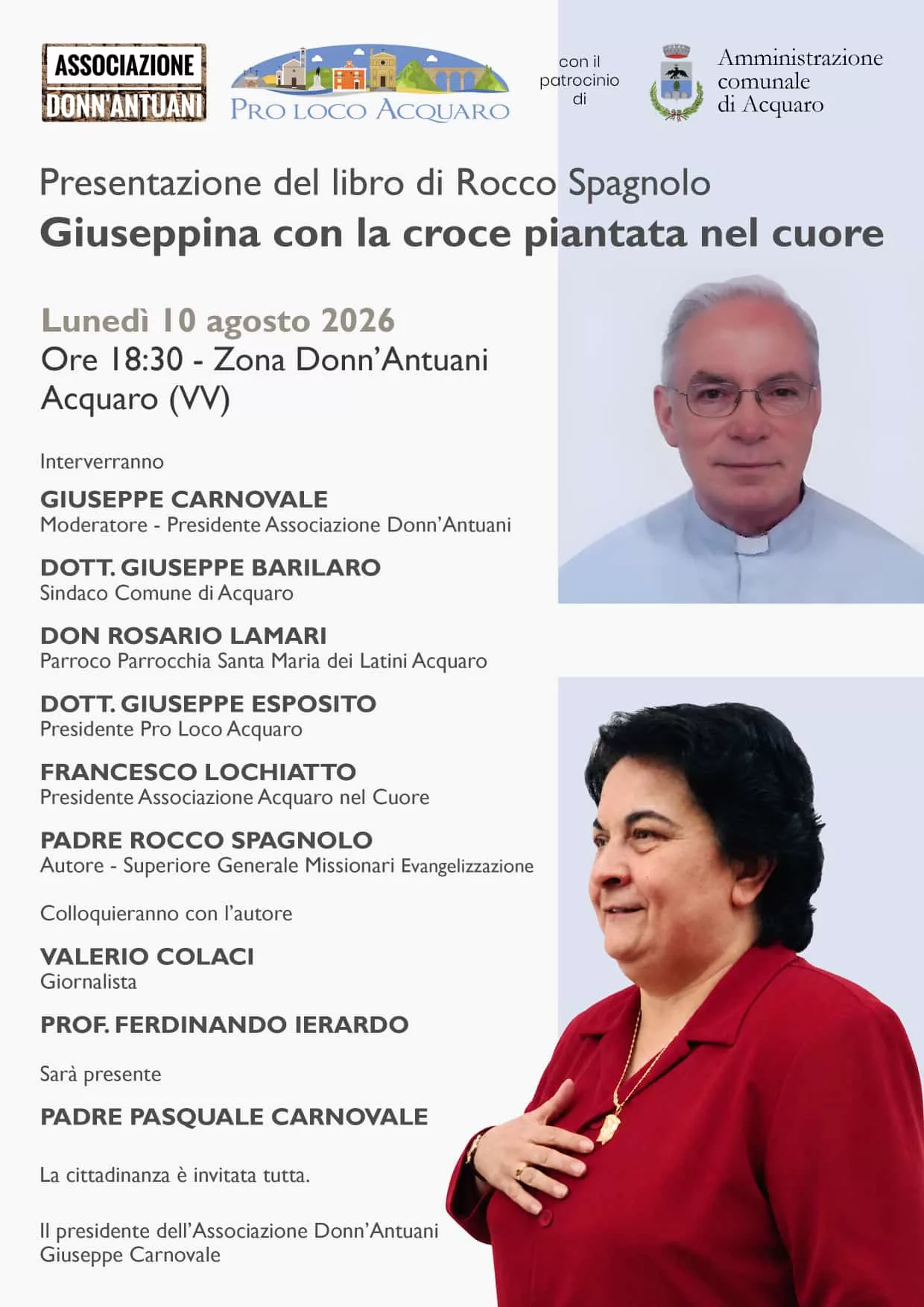 Acquaro, padre Rocco Spagnolo presenta il libro su Giuseppina Bonavita
