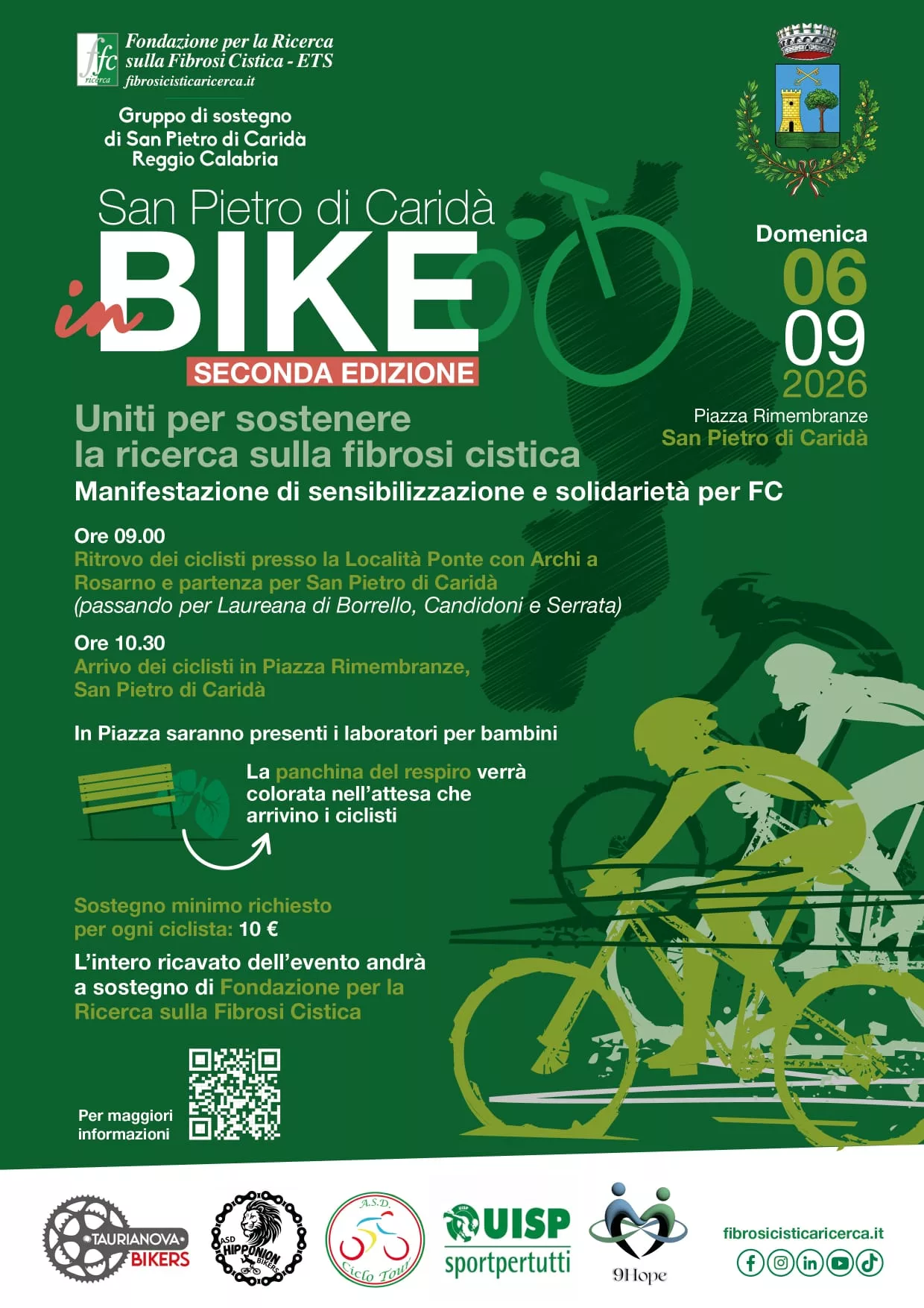 A Caridà si pedala per la ricerca: la sfida alla fibrosi cistica parte dalla bici